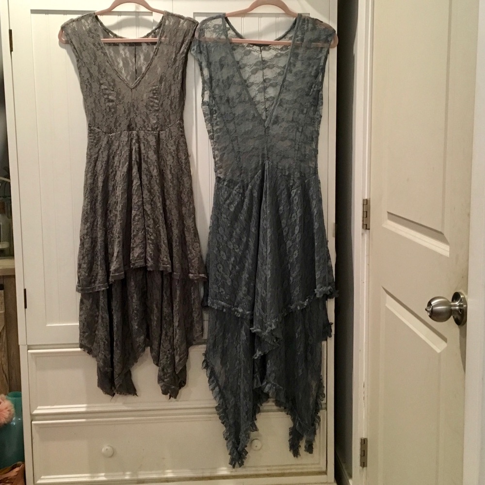 DARK GRAY BOHO LACE MAXI DRESS SIZE S/M - Picture 6 of 8